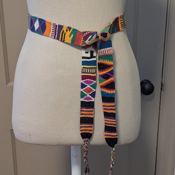 Guatemalan Sash Belt Hand Loomed Folk Art Boho Festival Hippie Dopamine Dressing - Picture 2 of 4